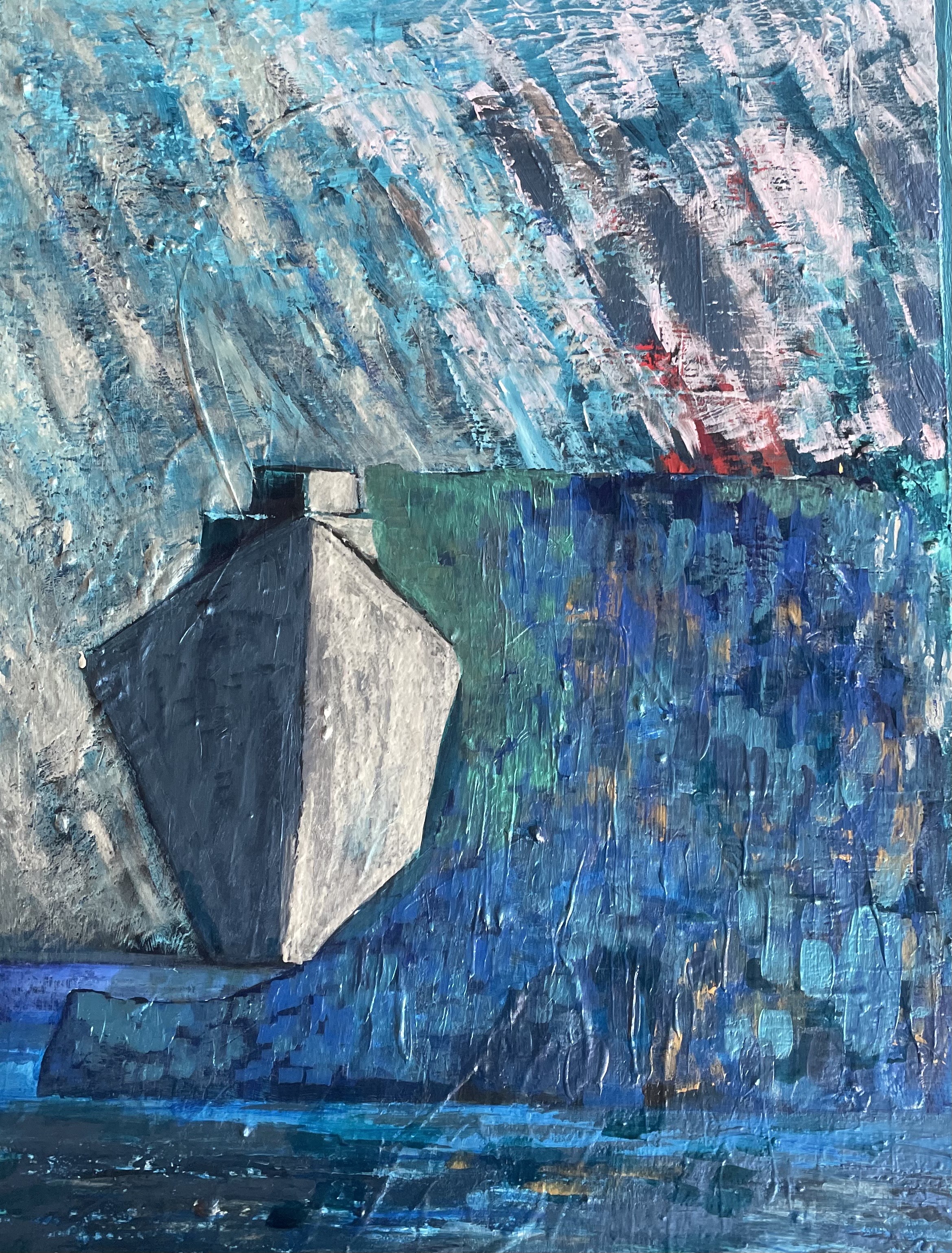 SOLD. 'Tourist ship' (2020). Acrylic on canvas. 50cm x 70cm.