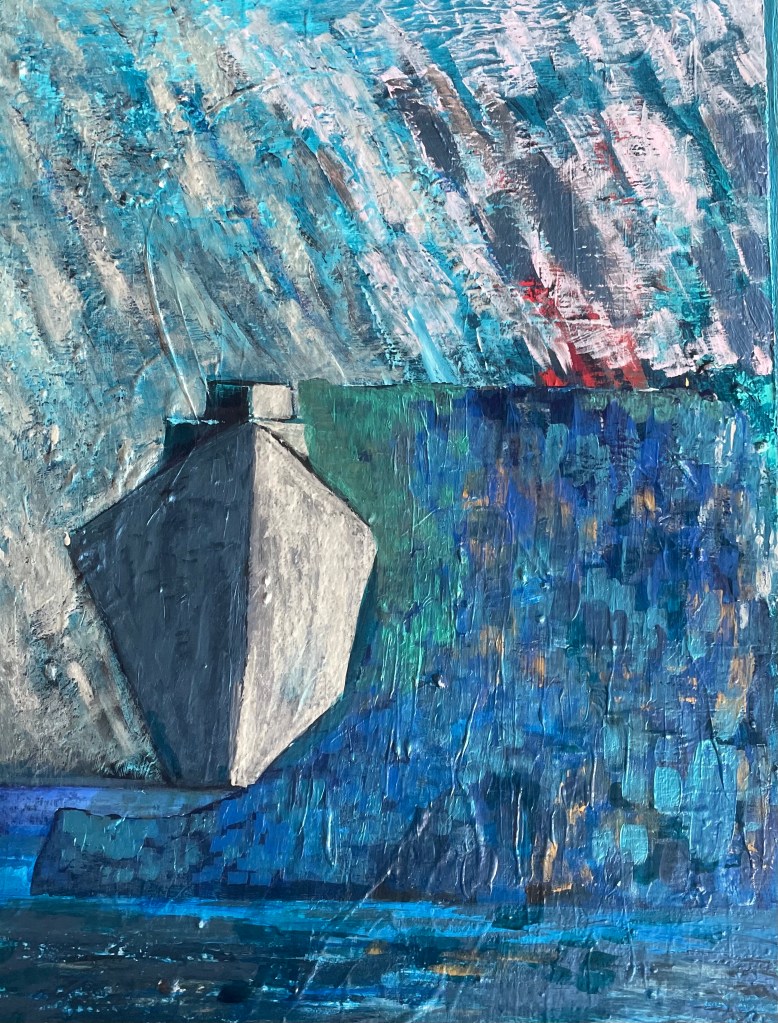 SOLD. 'Tourist ship' (2020). Acrylic on canvas. 50cm x 70cm.