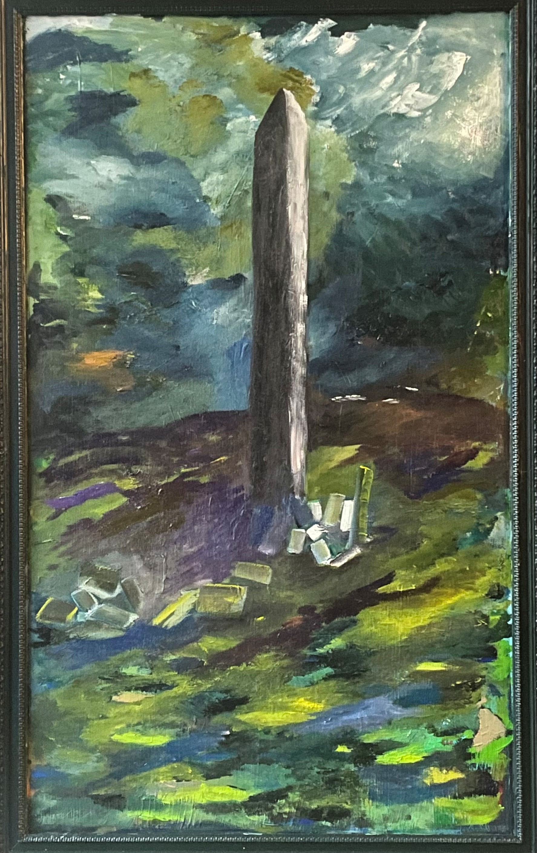 SOLD. Irish tower, Messines/Mesen (2021). Acrylic on wood. 80cm x 50cm.